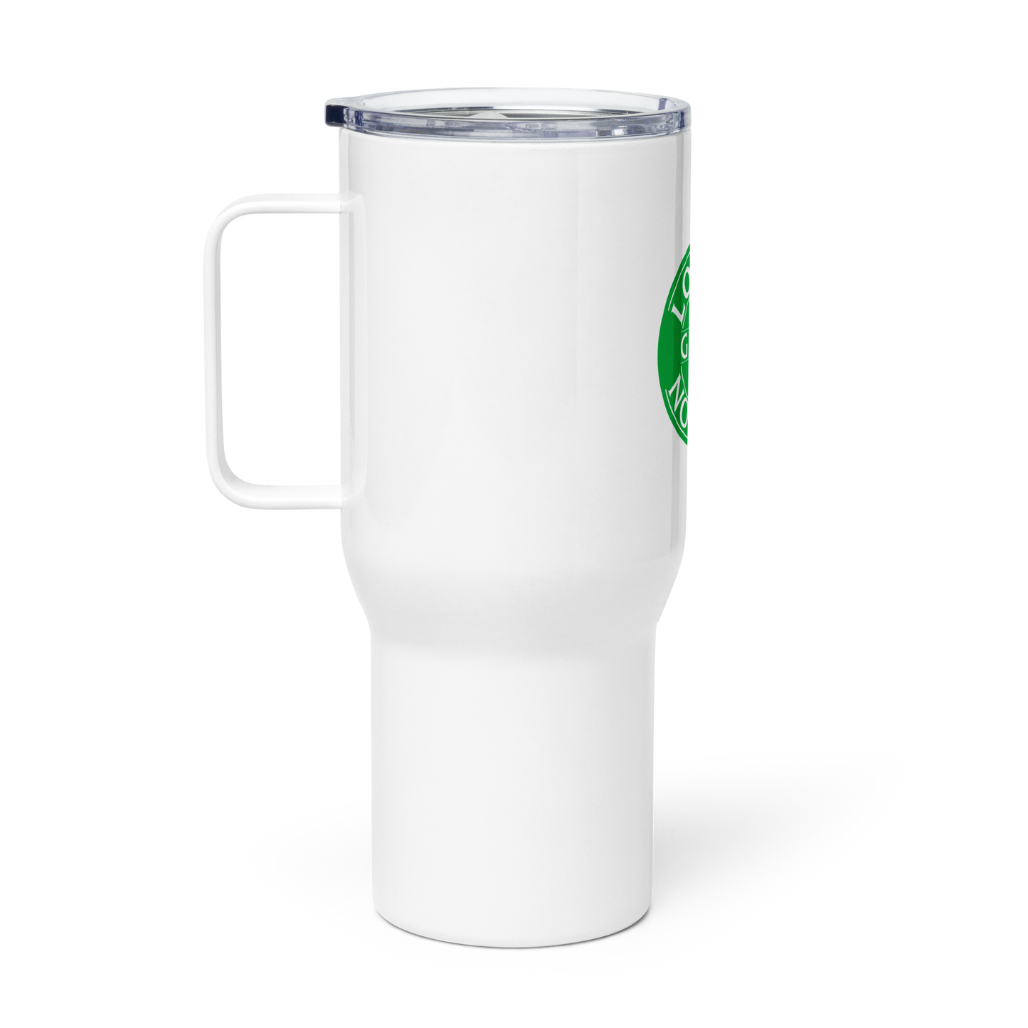 Travel mug with a handle