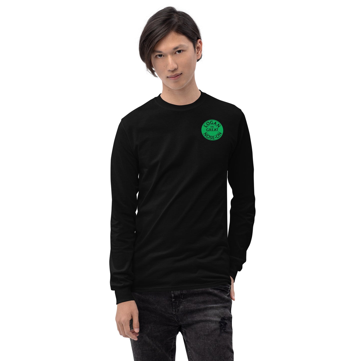Black Unisex Long Sleeve Shirt logo front and back